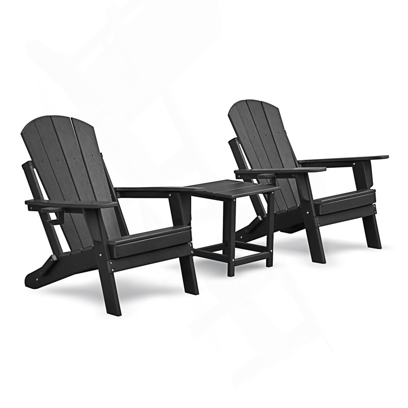 Set Of 2 Folding Outdoor Adirondack Chair And Table Set