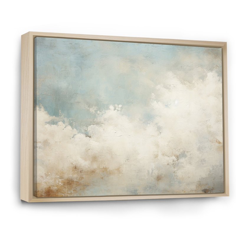 Nuage de minimalisme beige sur toile, Natural Floater Framed, 24" H x 32" W x 1" D