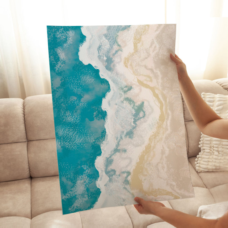 «Beach and Coastal Blue Ocean Shore», reproduction d'art moderne sans cadre, H 36 po x l 24 po