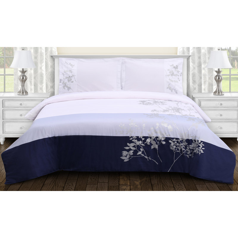  Bandera 100% Cotton Floral Duvet Cover Set (Set of 3), King/California King Duvet Cov er + 2 King Shams, Blue