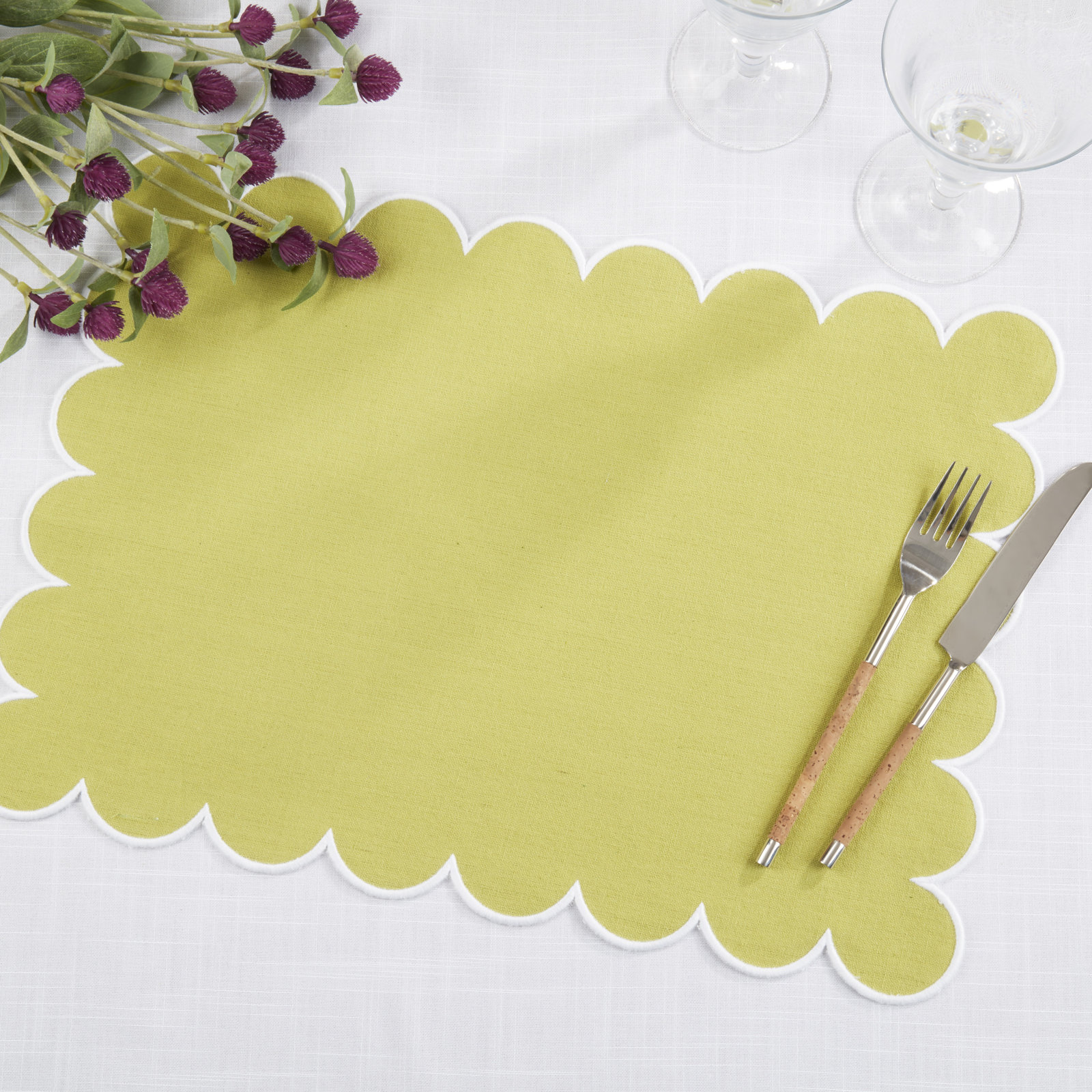 Eco Scallop Border Placemat (Set of 4), Green