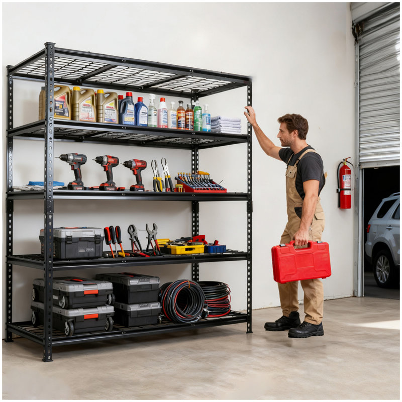 Étagère en métal robuste à 5 niveaux, l 48 po x P 24 po x H 72 po, support de rangement réglable, assemblage sans boulon, capacité de charge totale de 4 000 lb, pour le garage, le sous-sol, l'entrepôt, l'atelier, noir