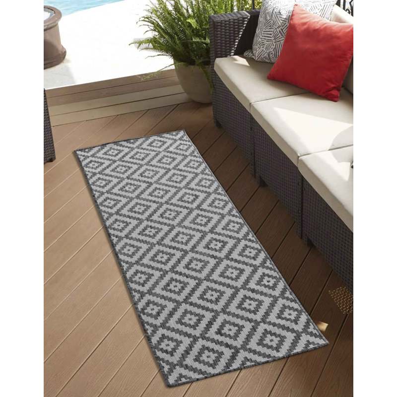 Baylen Geometric Indoor / Outdoor Area Rug, Runner 60 x 220cm