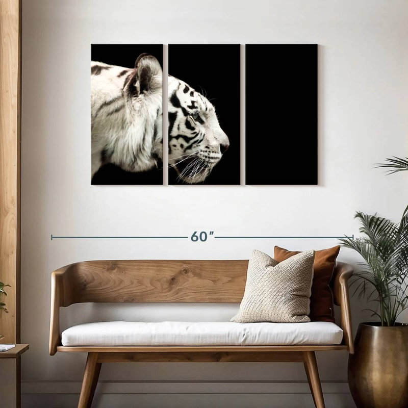 Curious White Tiger, 28" H x 45" W