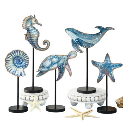 Ocean Animals Wooden Tabletop Decor Set 5 Piece