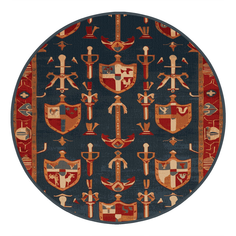 Tapis gris français lavable à la machine, Rond 6 pi