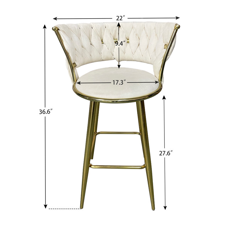 Upholstered Counter Stool with Metal Frame