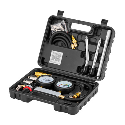 Engine Cylinder Compression Tester Kit, Pressure Gauge Range of 0-100 PSI, Automotive Leak Down Tester Kit with 4 Adapters, 2 Metal Tubes, Pressure Ch