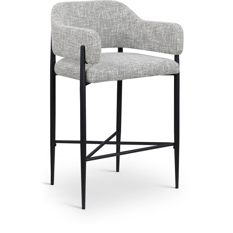 Sylas Fabric Counter Stool, Grey Polyester Fabric