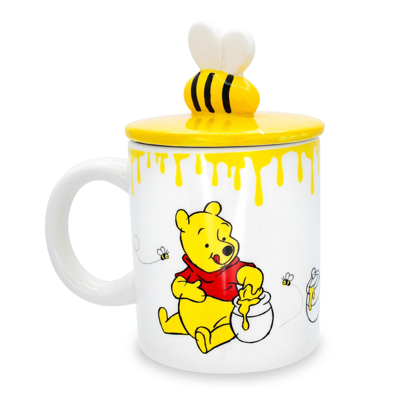 Grande tasse en céramique avec couvercle Disney Winnie The Pooh Hunny | Peut contenir 18 onces