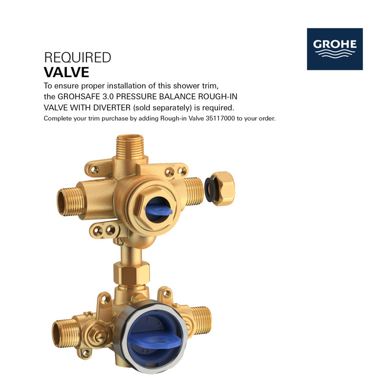 EUROCUBE PRESSURE BALANCE VALVE TRIM WITH 3-WAY DIVERTER WITH CARTRIDGE 7.875, Brushed Nickel