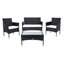 Ensemble de patio 4 pièces en rotin avec coussin-376851852