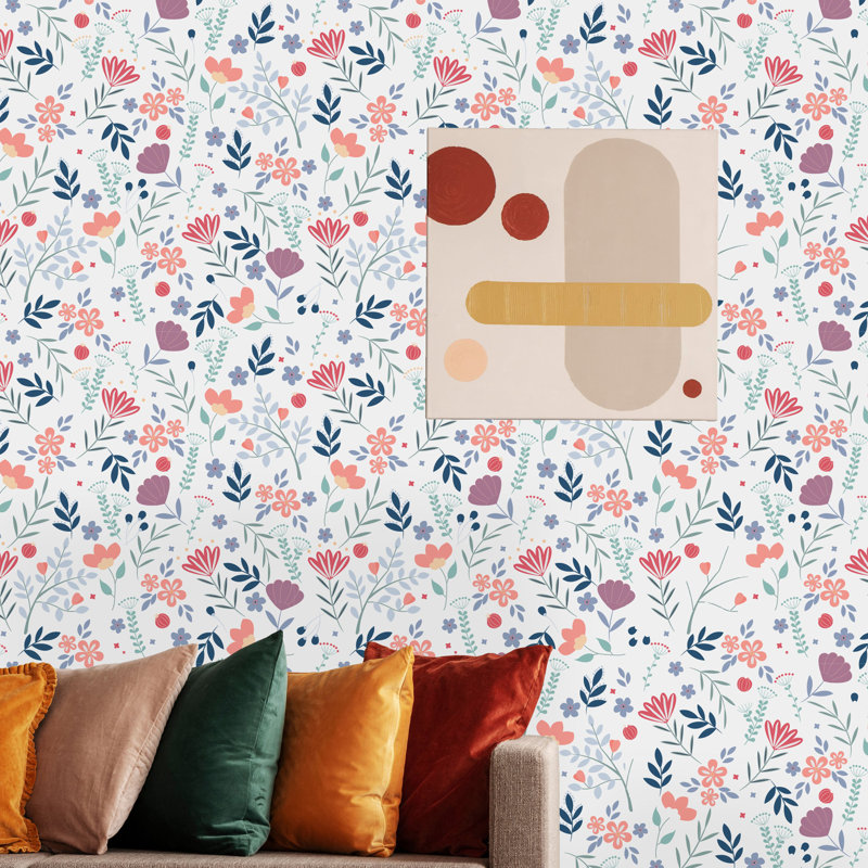 Rouleau de papier peint adhésif Pollocksville Spring, L 16,67 po x l 25 po
