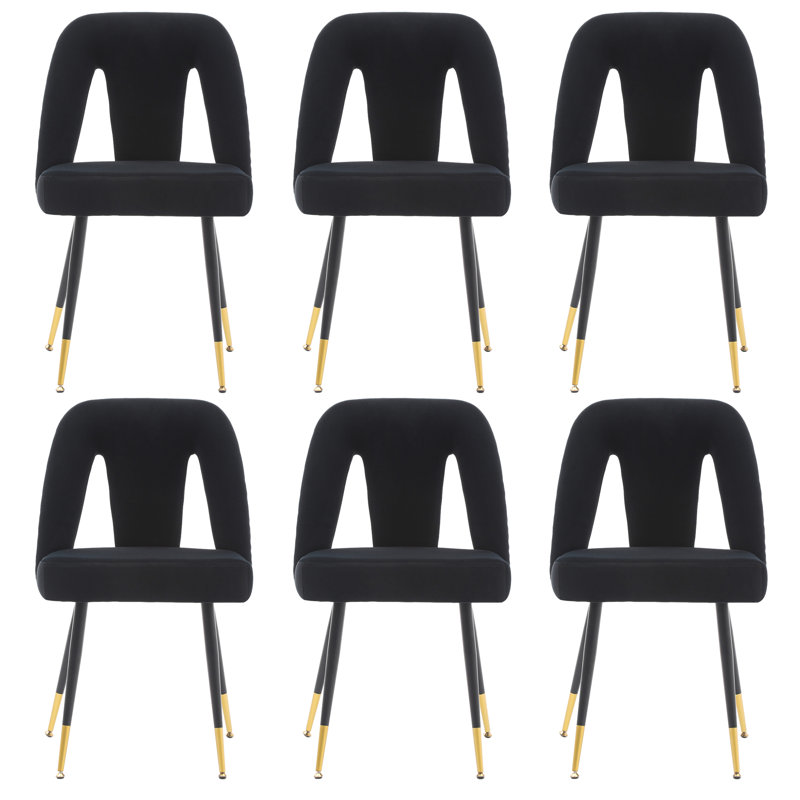 Chaise d'appoint rembourrée Kensley, Velours noir