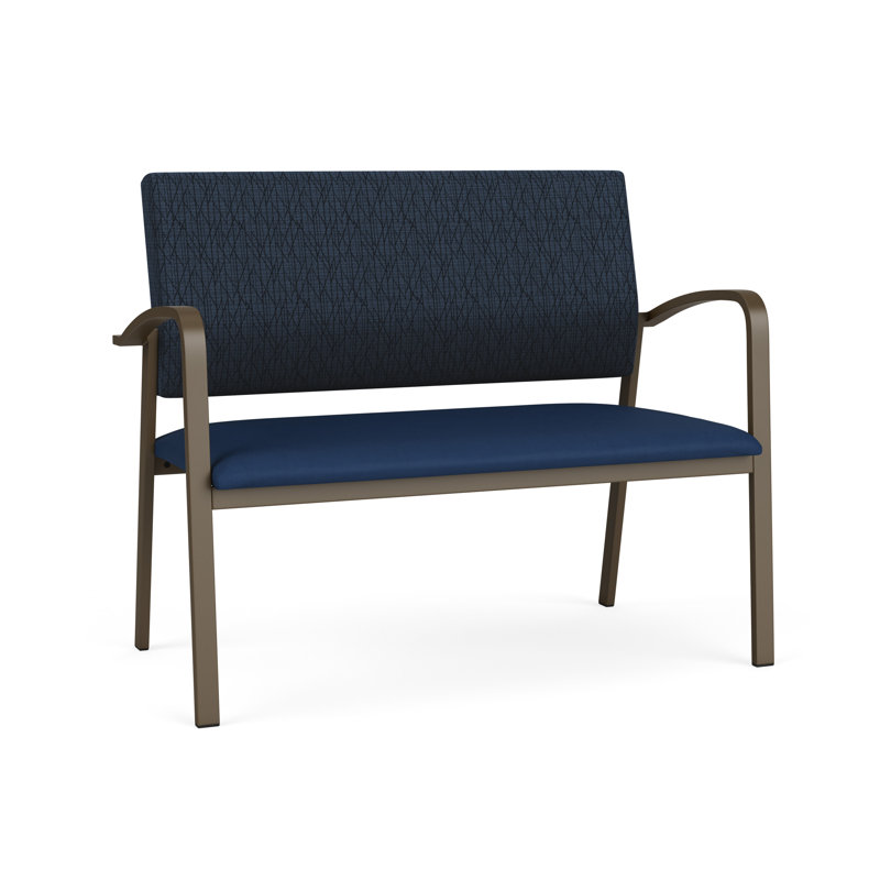 Newport Waiting Reception Loveseat Metal Frame, Bronze, Adler Caliente/Patriot Plus Charcoal