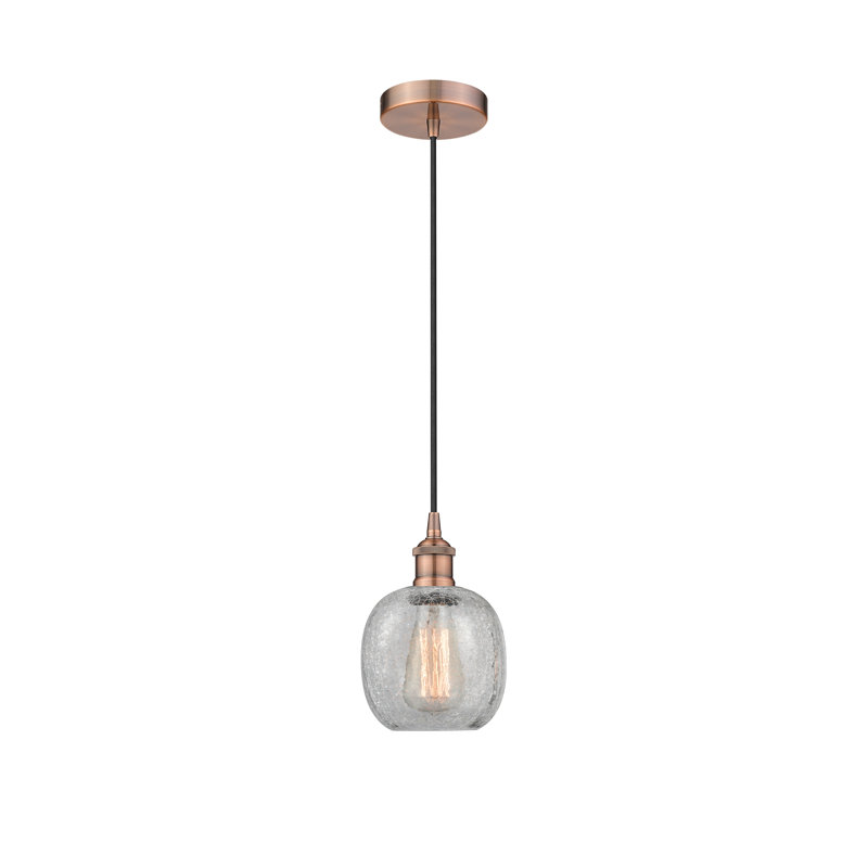Luminaire suspendu simple à 1 lumière Amila, Cuivre antique, Craquelage transparent
