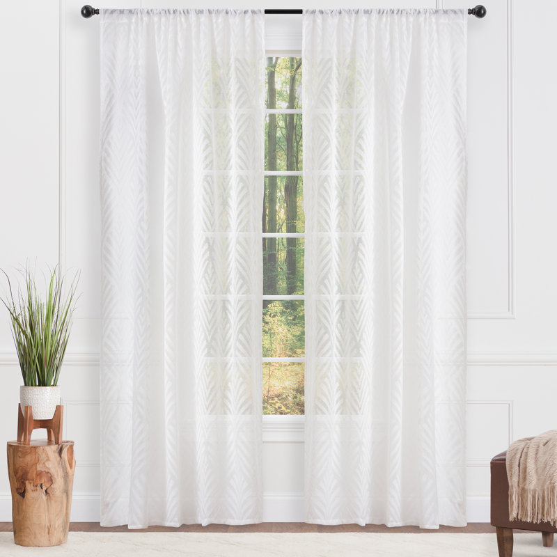 Ensemble de rideaux semi-transparents avec passe-tringle Craigmont, Blanc, L 52 po x L 84 po