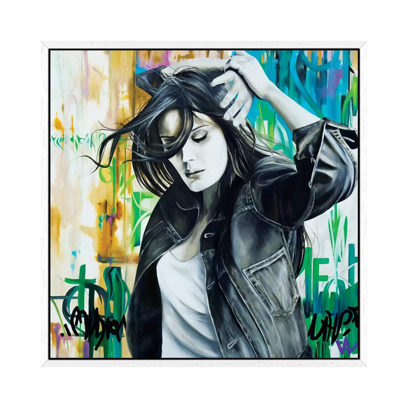 To Feel Good by Val Escoubet - Painting on Canvas, 45.72cm H x 45.72cm W x 3.81cm D, White Framed