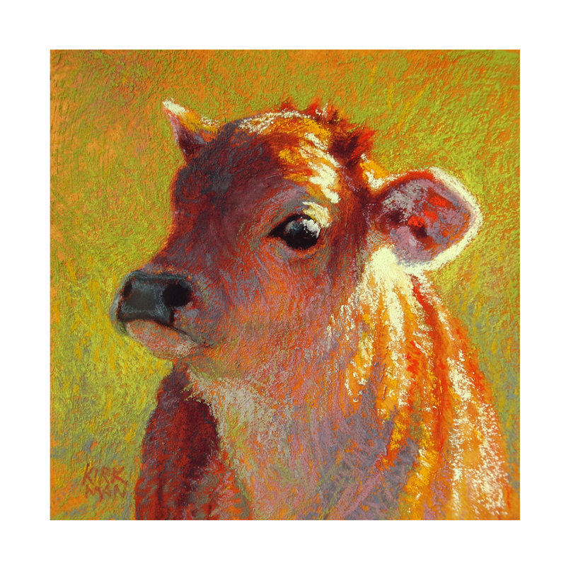Art mural sur toile tendue - «Tiny Brown Calf» de Rita Kirkman pour décoration de salon, de chambre à coucher ou de bureau - 14 x 14