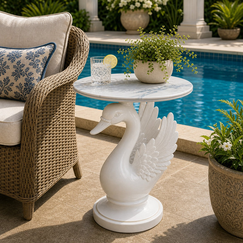 Table d'appoint 19,69 "White Swan