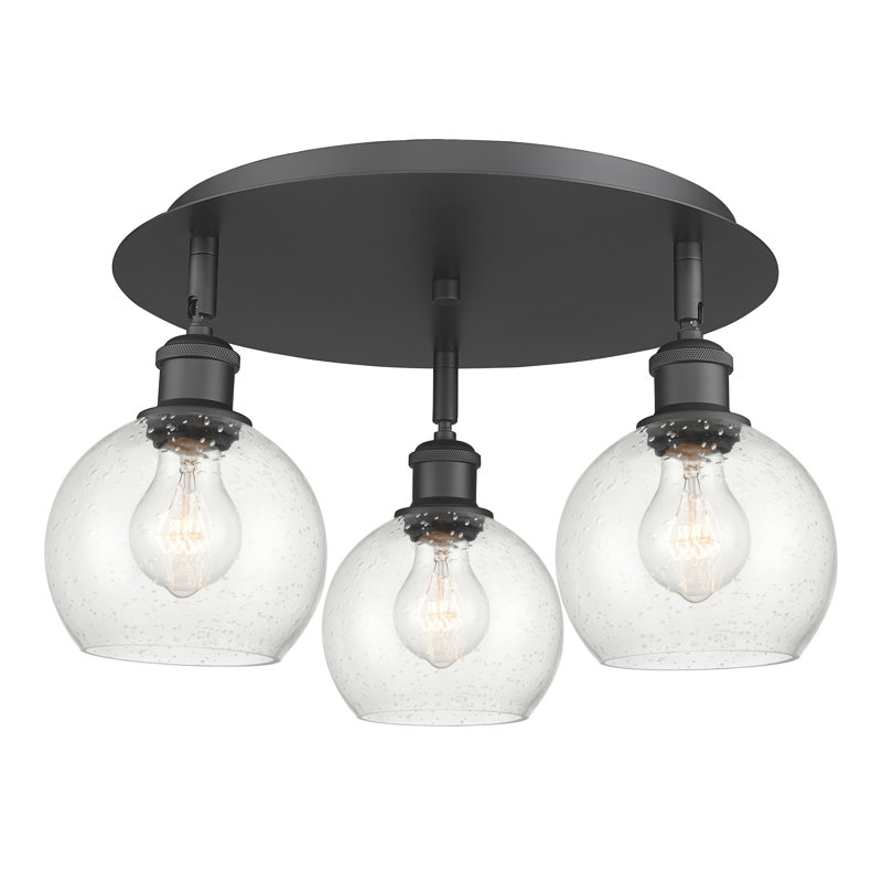 Ellington Glass Semi Flush Mount, Seedy, Matte Black