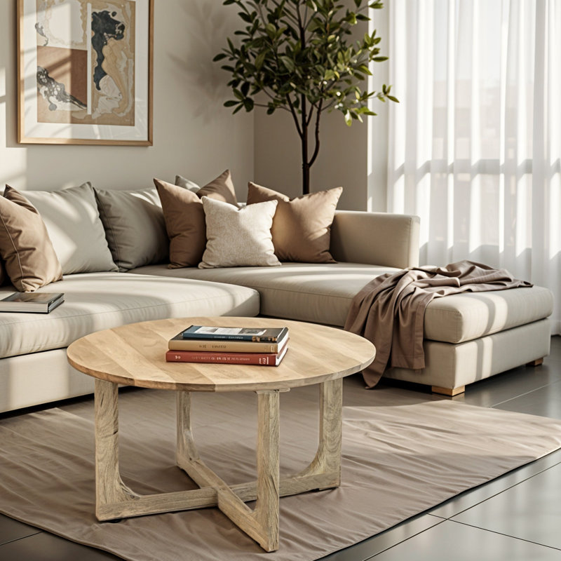Solid Wood Coffee Table, Light Brown