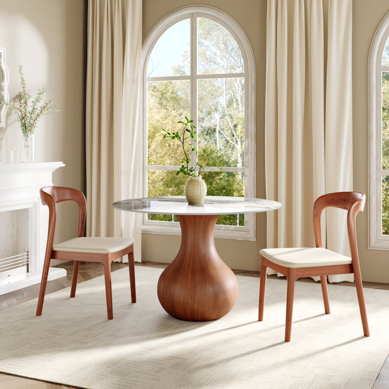 Ensemble de 6 chaises d'appoint rembourrées Ikerne, Noyer chaud, 6, Beige