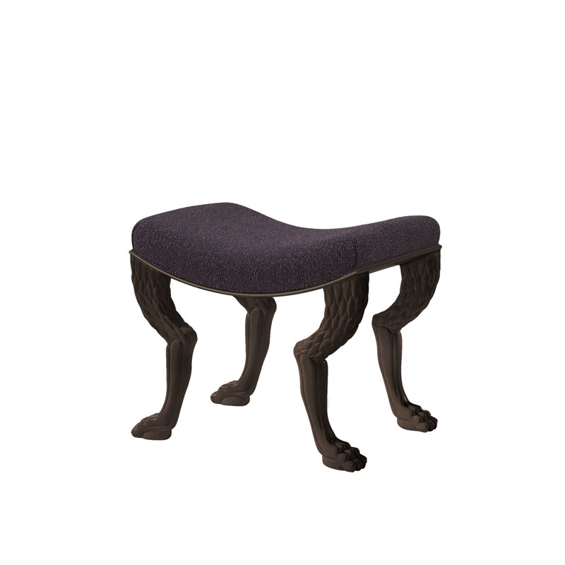 Nob Solid Wood Accent Stool, Espresso, Gray 1357-95