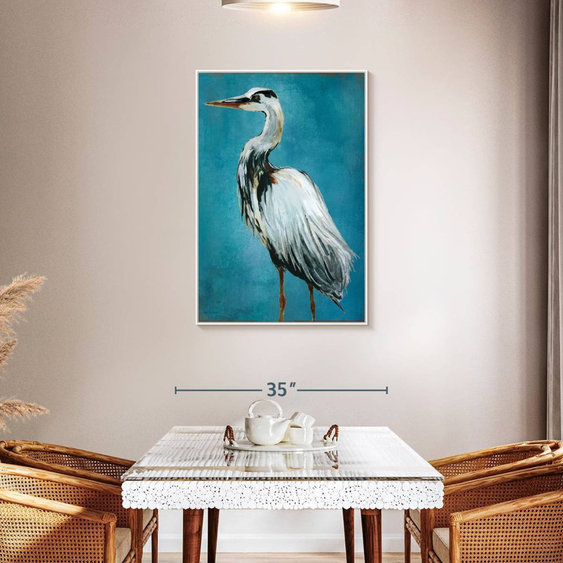 Grand héron bleu II, Floating Frame White, 29" x 43"