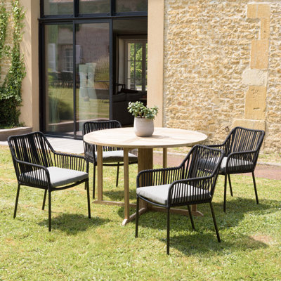 Macalester 4 - Person Patio Dining Set with Round Table , Cushions Included