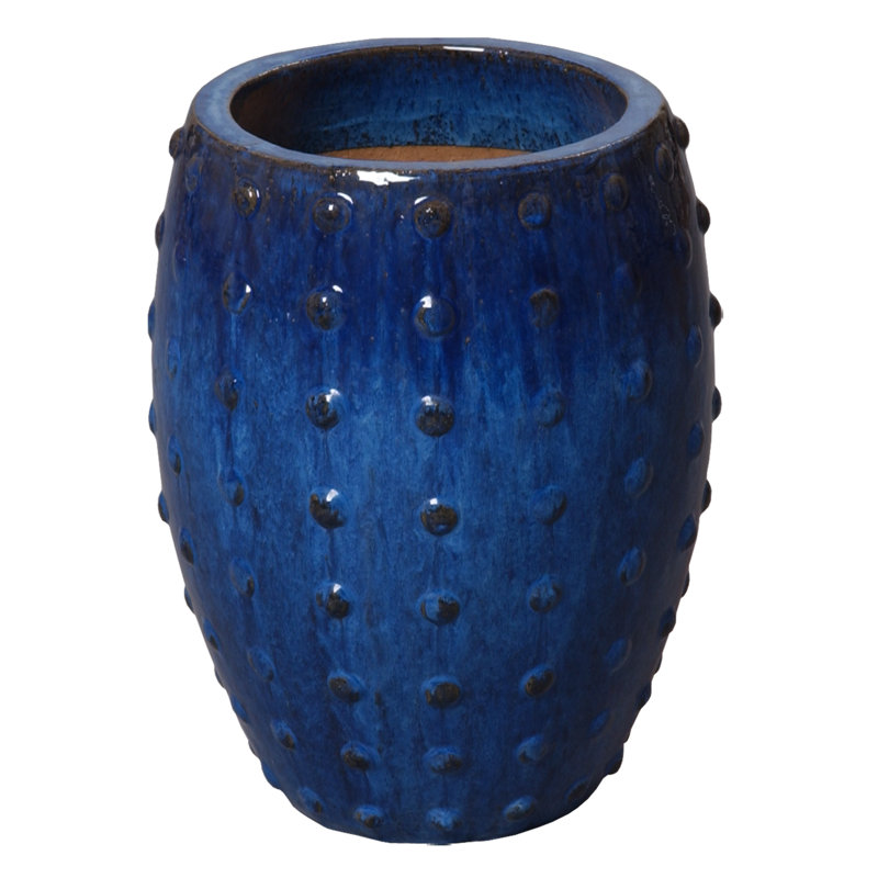 Pot de fleurs en céramique, H 26 po x l 20 po x P 20 po, Bleu