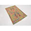 Tapis de zone en laine beige/rose 3 pi 10 po x 6 po one-of-kind à la main noué la Lorain