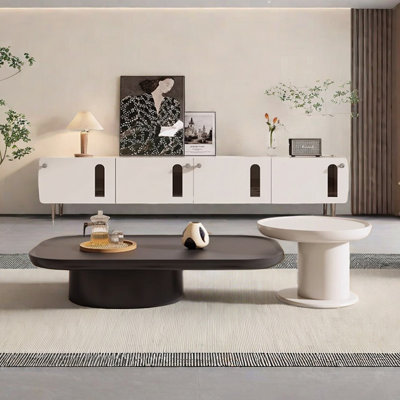 Cream style coffee table TV cabinet combination