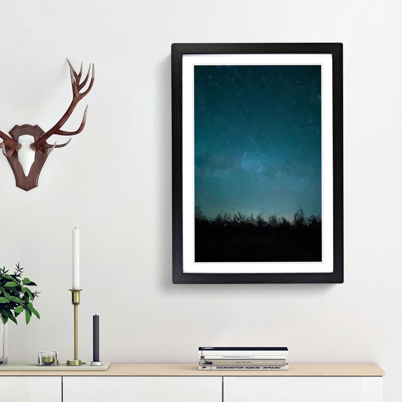 Above the Forest in Abstract - Framed Print, 48cm H x 36cm W x 2cm D, Black Framed