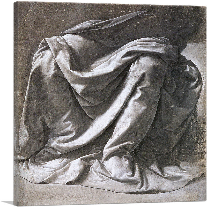 Études de draperie par Leonardo Da Vinci - reproduction d'art sur toile tendue, H 12 po x l 12 po x P 0,75 po