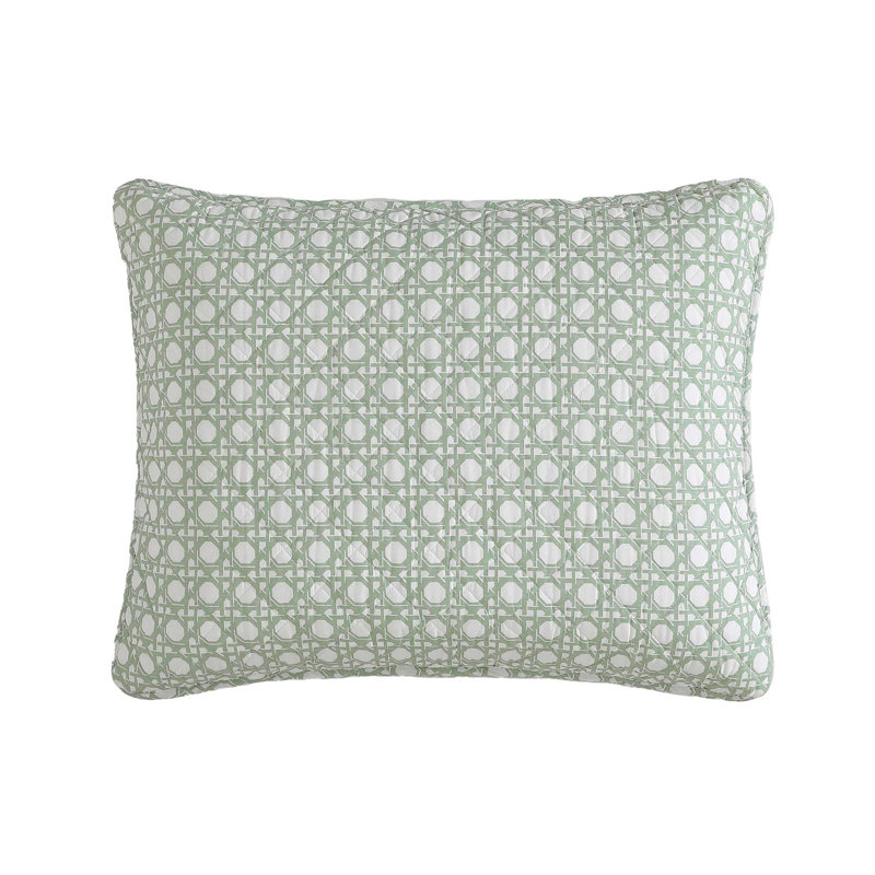 Tommy Bahama Aubrey Cotton Reversible Quilt Set, Green Geometric, Queen Quilt + 2 Standard Pillow Shams