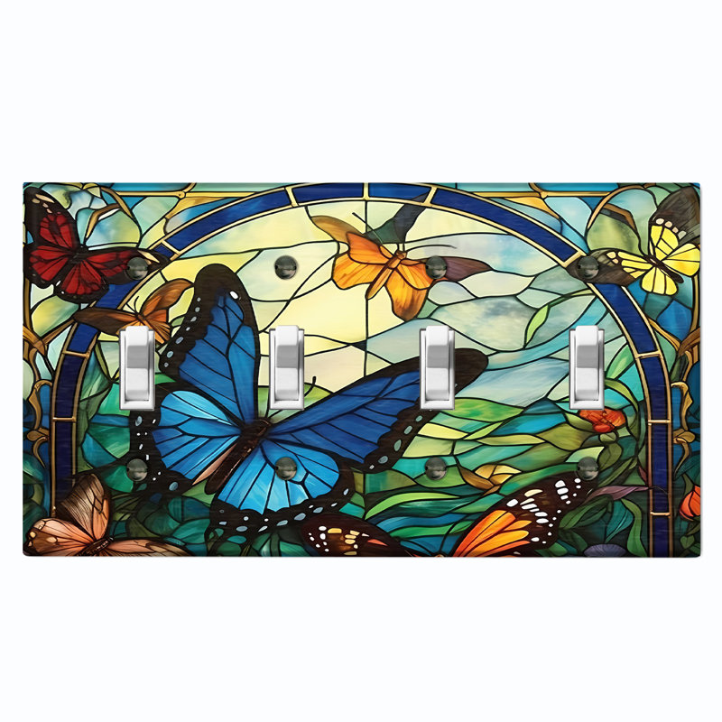 Plaque murale papillon à motif de carreaux verts à motif de papillons 4 familles