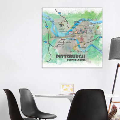 Pittsburgh, Pennsylvania Travel Poster by Markus & Martina Bleichner - Wrapped Canvas Gallery-Wrapped Canvas Giclée