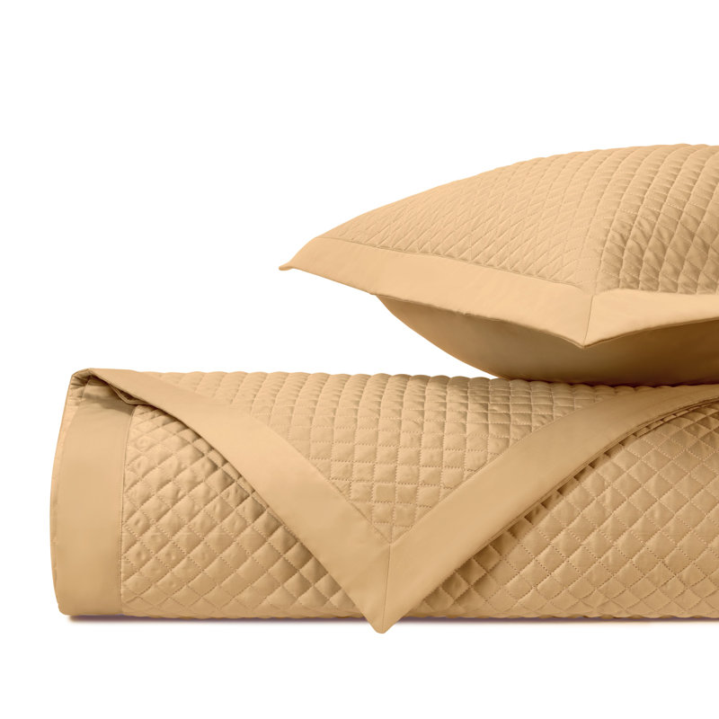 Diamond 100% Cotton Sateen Coverlet, Gold, Twin Coverlet