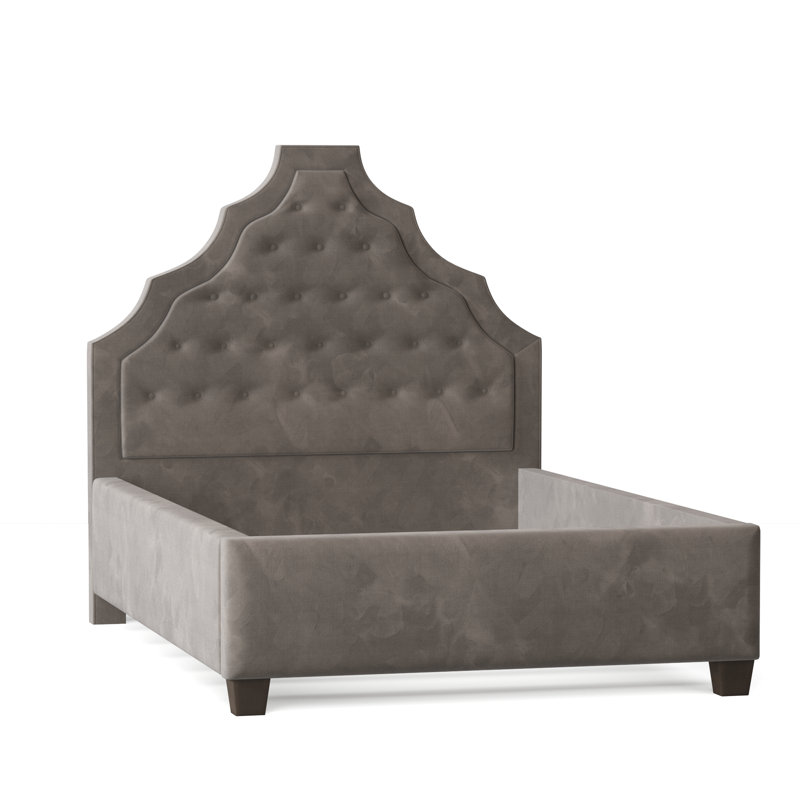 Lit plateforme tapissier Lexi, Double, Granite Bella, Blanc antique