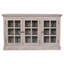 Armoire en bois massif à triple vitrage délavé à la pierre, beige