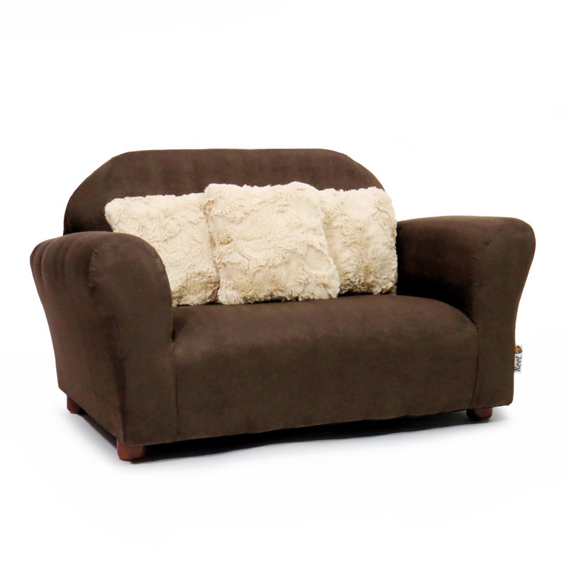 Spitzer Kids Club Sofa with Accent Pillows, Brown