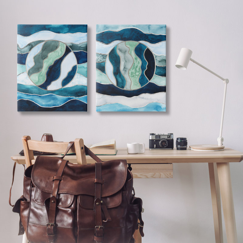  Nautical Stained Glass Style Abstract 2 PC Canvas Wall Art Set by Grace Popp, H 30 po x l 24 po
