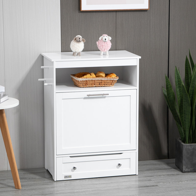 White Elevated Dog Feeder Station with Storage Cabinet