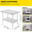 Table 35 po x 24 po 31 po en acier inoxydable avec 3 tablettes réglables, capacité de 700 lb pour le restaurant et la cour