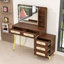 Bureau de maquillage avec miroir, lumières réglables, 5 tiroirs et tablettes de rangement-1990324062