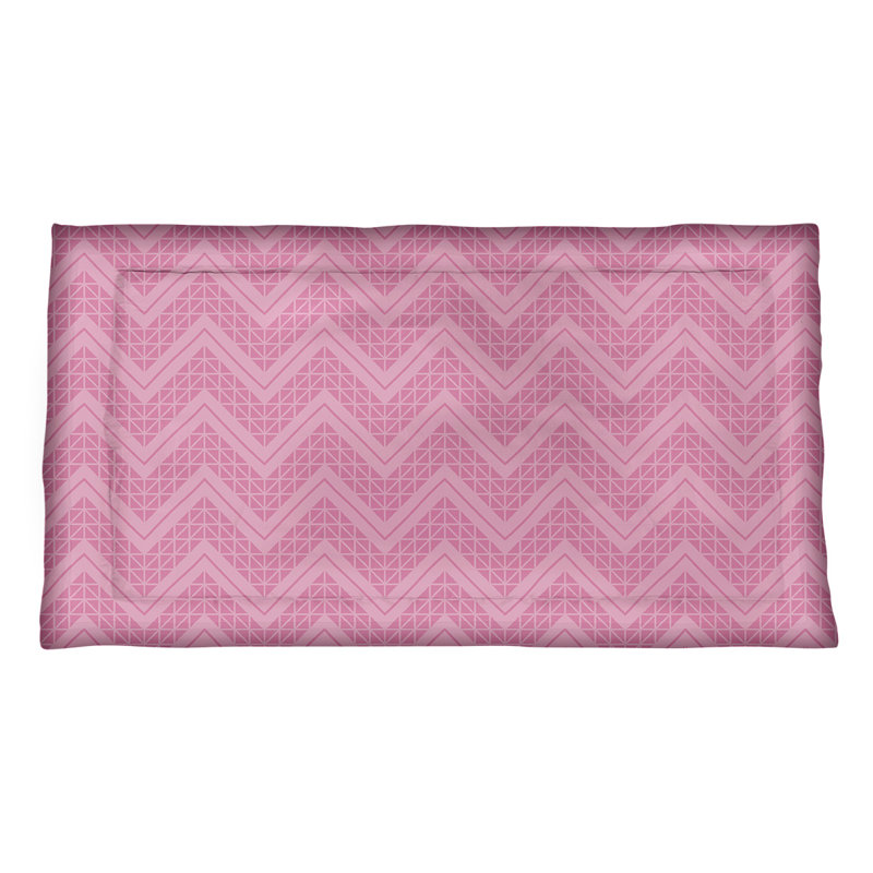 Taie décorative à chevrons Rhonda Cheval, Microfibre, Grand, Rose / gris / blanc