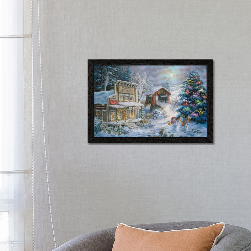 Country Shopping by Nicky Boehme - Floater Frame Painting on Canvas, 66.04 cm H x 45.72 cm W, Black