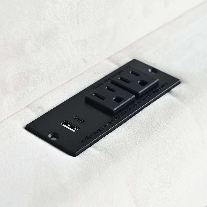 Upholstered Bed Frame With 4 Drawers, Bed With Storage Headboard And Charging Station