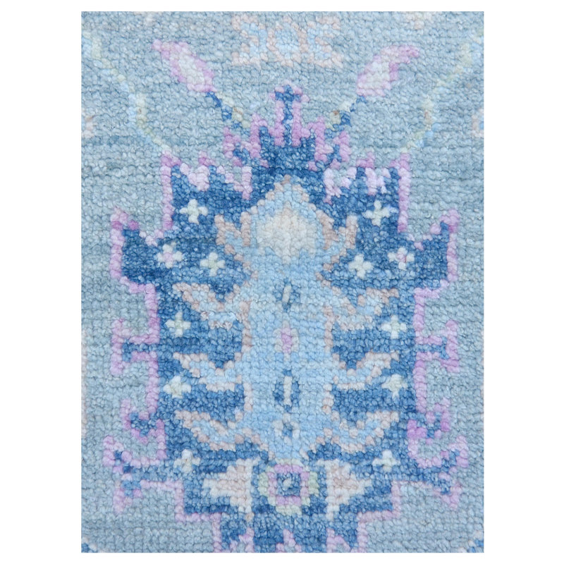Pacific Ushak Wool Weft 4x6 Teal / Blue Transitional Hand Knotted Area Rug